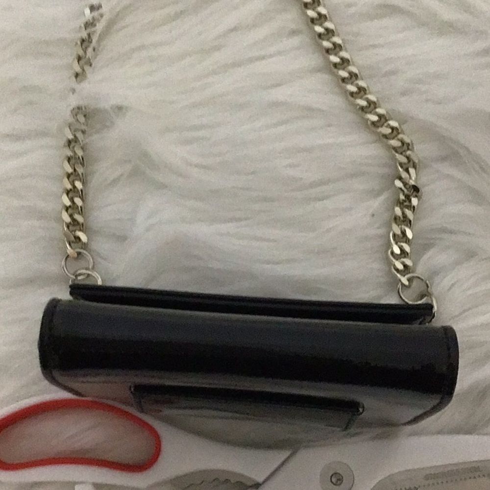 MM6 Maison Margiela Logo Black Folding Small Wallet On A Chain - Picture 6 of 16